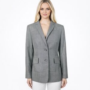 Akris Punto Houndstooth Blazer Wool Blend Classic Chic Career Size US 12 FR 44